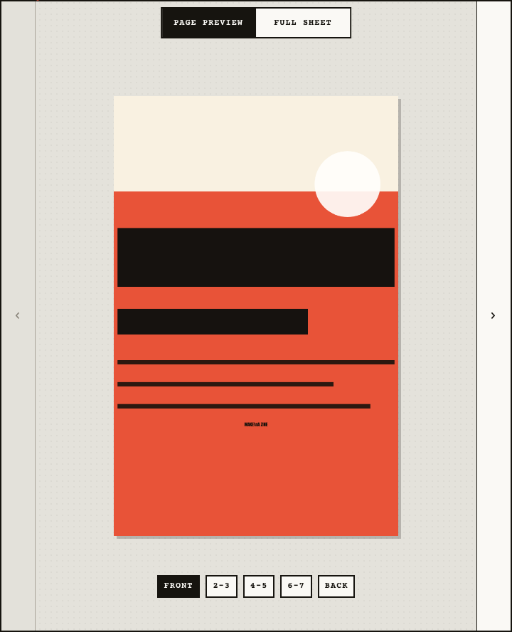 Zineroo print preview window
